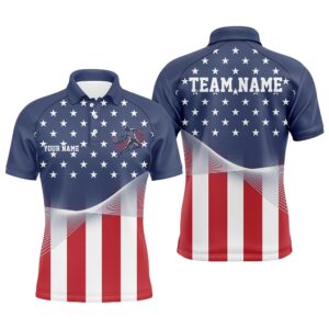 Custom American Flag Patriotic Pickleball Polo Shirts&hellip;