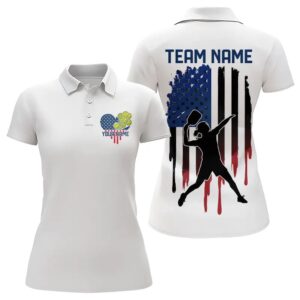 Custom American Flag Patriotic Pickleball Polo Shirts&hellip;