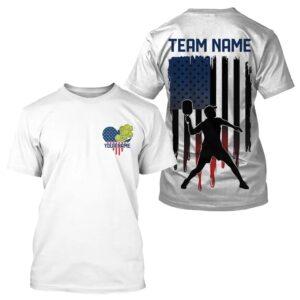 Custom American Flag Patriotic Pickleball T-Shirts For&hellip;