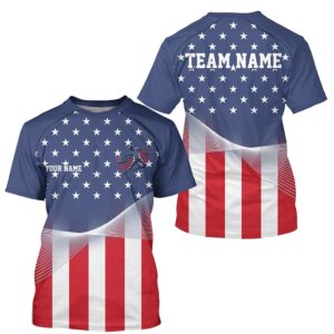 Custom American Flag Patriotic Pickleball T-Shirts For&hellip;
