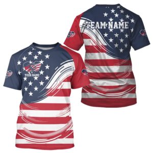 Custom American Flag Patriotic Pickleball T-Shirts For&hellip;