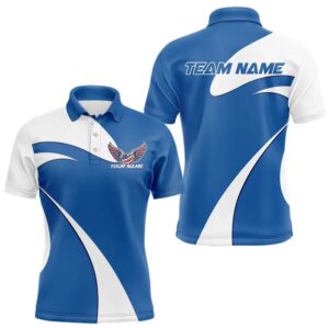 Custom American Flag Picklebal Wings Blue Polo&hellip;