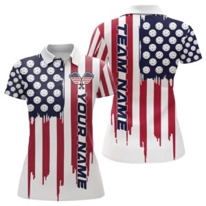 Custom American Flag Pickleball Polo Shirts For&hellip;