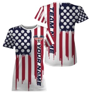 Custom American Flag Pickleball T-Shirts For Women,&hellip;