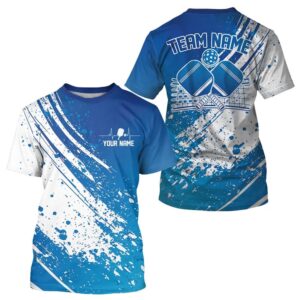 Custom Blue And White Pickleball T-Shirts For&hellip;