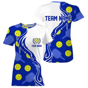 Custom Blue Flame Pickleball T-Shirts For Women,&hellip;
