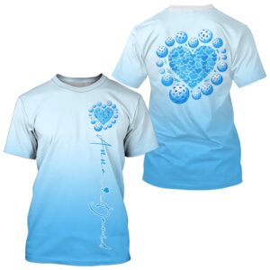 Custom Blue Heart Pickleball T-Shirts For Men,&hellip;