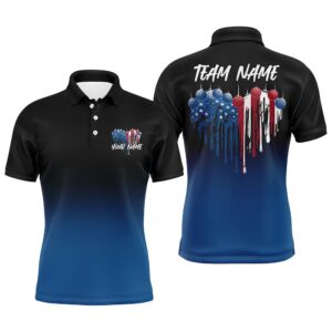 Custom Blue Patriotic Heart Pickleball Polo Shirts&hellip;