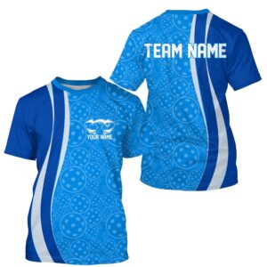 Custom Blue Pickleball Pattern T-Shirts For Men,&hellip;