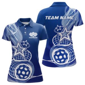 Custom Blue Pickleball Star Polo Shirts For&hellip;