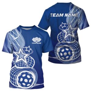 Custom Blue Pickleball Star T-Shirts For Men,&hellip;