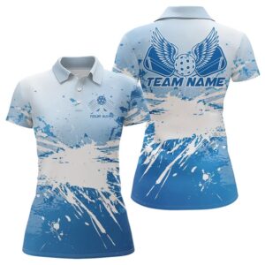 Custom Blue Pickleball Wings Pickleball Team Polo&hellip;