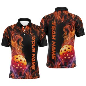 Custom Flame Pickleball Polo Shirts For Men,&hellip;