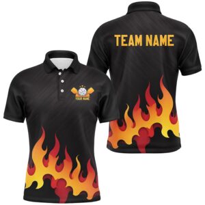 Custom Flame Pickleball Polo Shirts, Mens Pickleball&hellip;