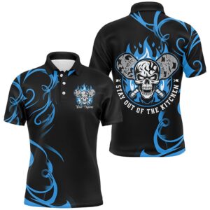 Custom Flame Skull Pickleball Polo Shirts For&hellip;