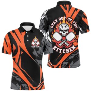 Custom Flame Skull Pickleball Polo Shirts For&hellip;