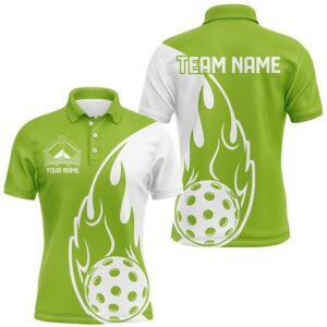 Custom Green Flame Pickleball Shirts For Men,&hellip;