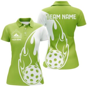 Custom Green Flame Pickleball Shirts For Women,&hellip;