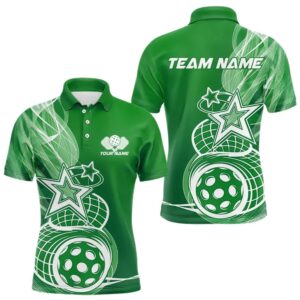 Custom Green Pickleball Star Polo Shirts For&hellip;