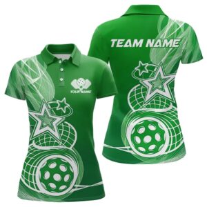 Custom Green Pickleball Star Polo Shirts For&hellip;