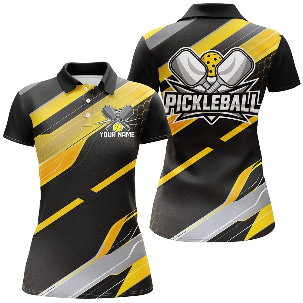 Custom Ladies Pickleball Polo Shirts, Outdoor Pickleball Outfits For Players Yellow, Pickleball Polo Shirts