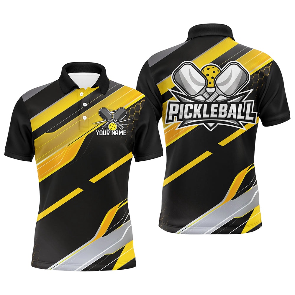 Custom Men’s Pickleball Polo Shirts For Men, Outdoor Pickleball Outfits For Players Yellow, Pickleball Polo Shirts