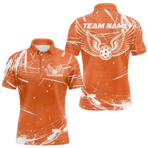 Custom Orange Pickleball Wings Polo Shirts For&hellip;
