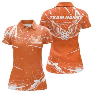 Custom Orange Pickleball Wings Polo Shirts For&hellip;