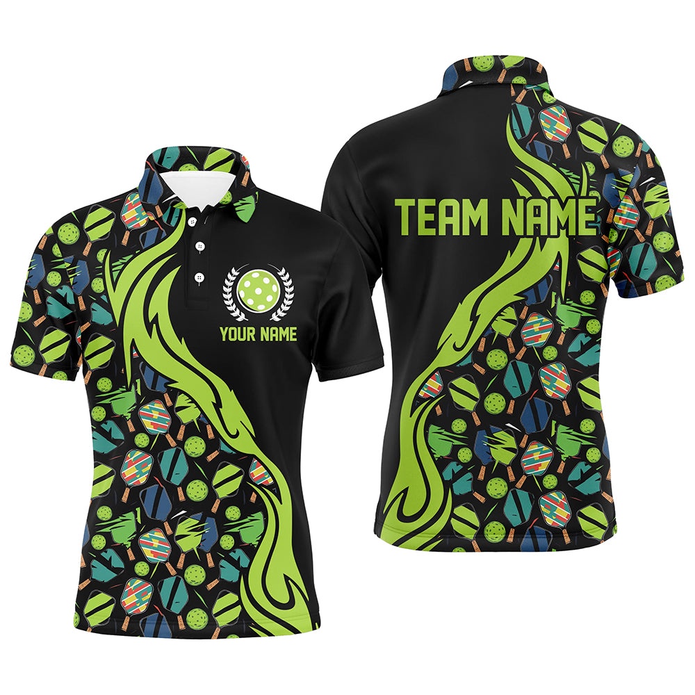 Custom Pickleball Balls And Paddles Pattern Pickleball Polo Shirts For Men, Pickleball Apparel, Pickleball Polo Shirts