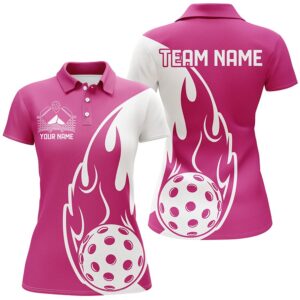 Custom Pink Flame Pickleball Shirts For Women,&hellip;
