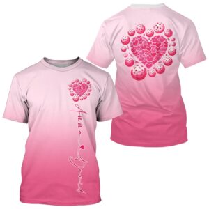 Custom Pink Heart Pickleball T-Shirts For Men,&hellip;