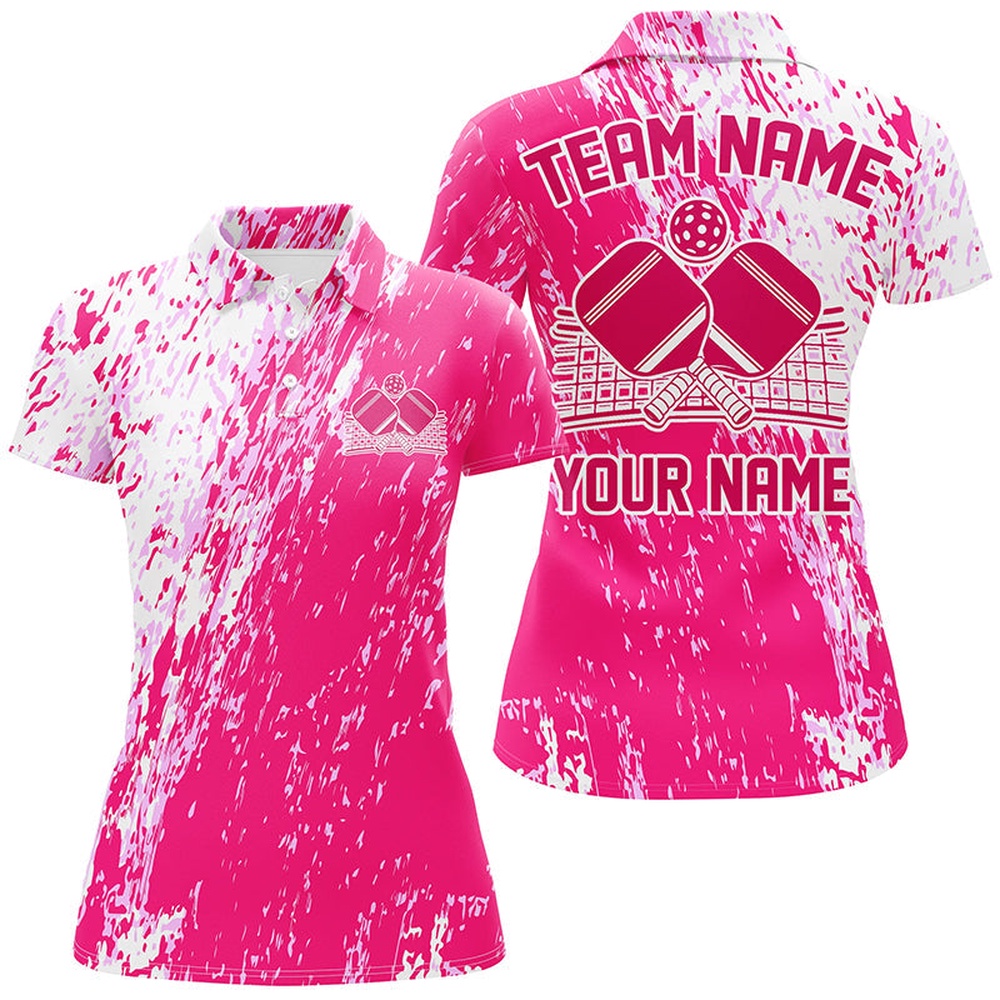 Custom Pink Pickleball Team Shirts Uniform, Women’s Pickleball Outfit Pickleball Apparel, Pickleball Polo Shirts