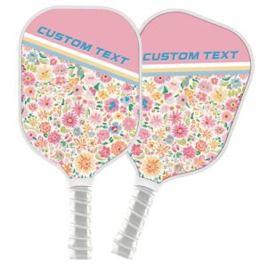 Custom Preppy Flower Pattern Pickleball Paddles, Cottage Floral Pickleball Team Paddle Pickleball Racket, Custom Pickleball Paddle