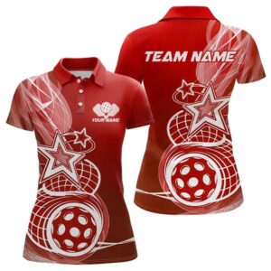 Custom Red Pickleball Star Polo Shirts For&hellip;