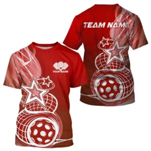 Custom Red Pickleball Star T-Shirts For Men,&hellip;