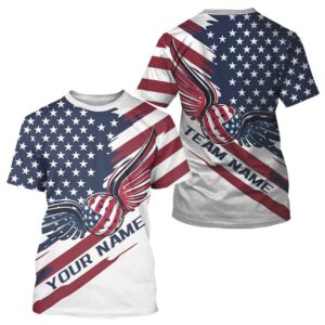 Custom US Flag Patriotic Pickleball T-Shirts For&hellip;