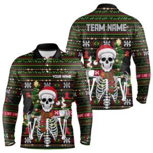 Custom Ugly Sweater Pattern Skull Christmas Pickleball&hellip;