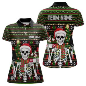 Custom Ugly Sweater Pattern Skull Christmas Pickleball&hellip;