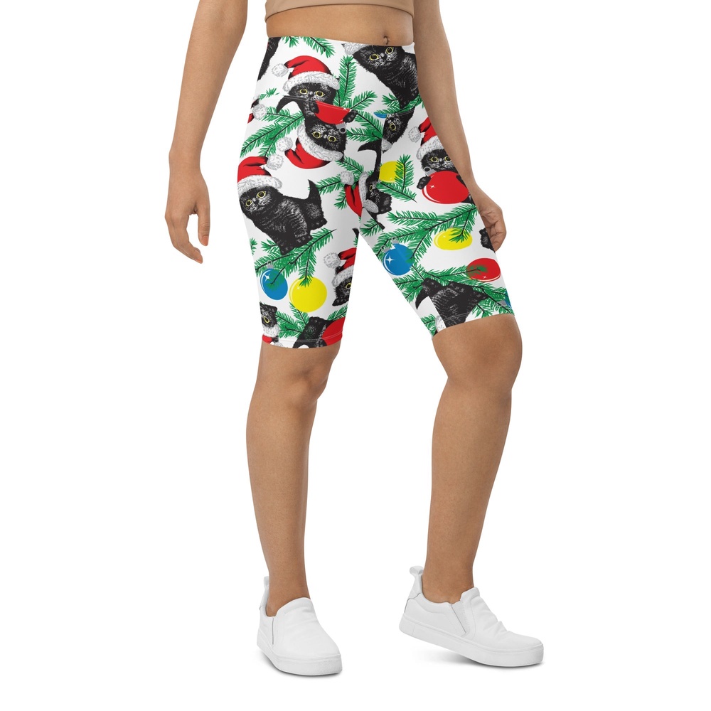 Cute Christmas Cat Biker Shorts, Biker Shorts For Mom, Shorts Mother’s Day, Mother Day Gift