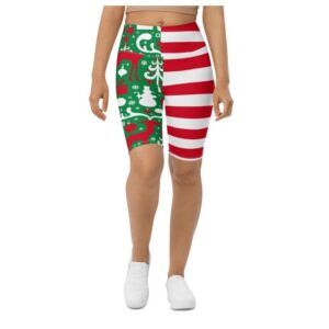 Cute Two Pattern Christmas Biker Shorts, Biker&hellip;