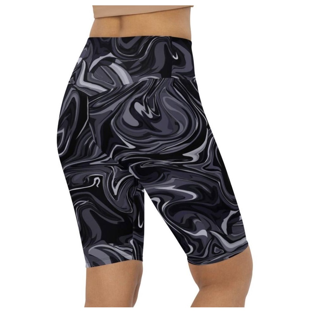 Dark Monochrome Marble Biker Shorts, Biker Shorts For Mom, Shorts Mother’s Day, Mother Day Gift