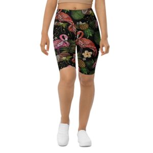 Embroidery Flamingo Biker Shorts, Biker Shorts For&hellip;