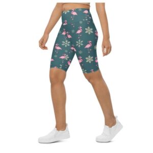 Festive Flamingos Biker Shorts, Biker Shorts For&hellip;