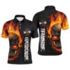 Flame Skull American Flag Custom Team Pickleball Shirts For Men, Pickleball Polo Shirts