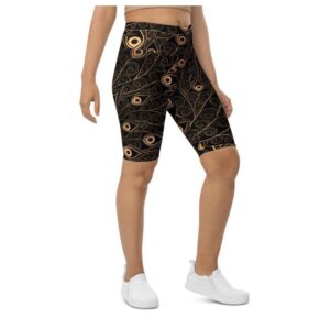 Golden Art Deco Pattern Biker Shorts, Biker&hellip;