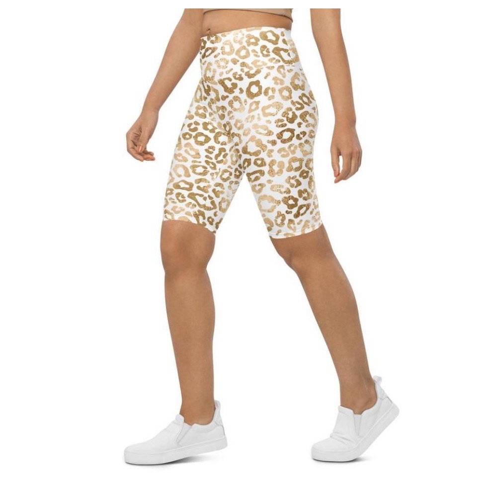 Golden Leopard Print Biker Shorts, Biker Shorts For Mom, Shorts Mother’s Day, Mother Day Gift