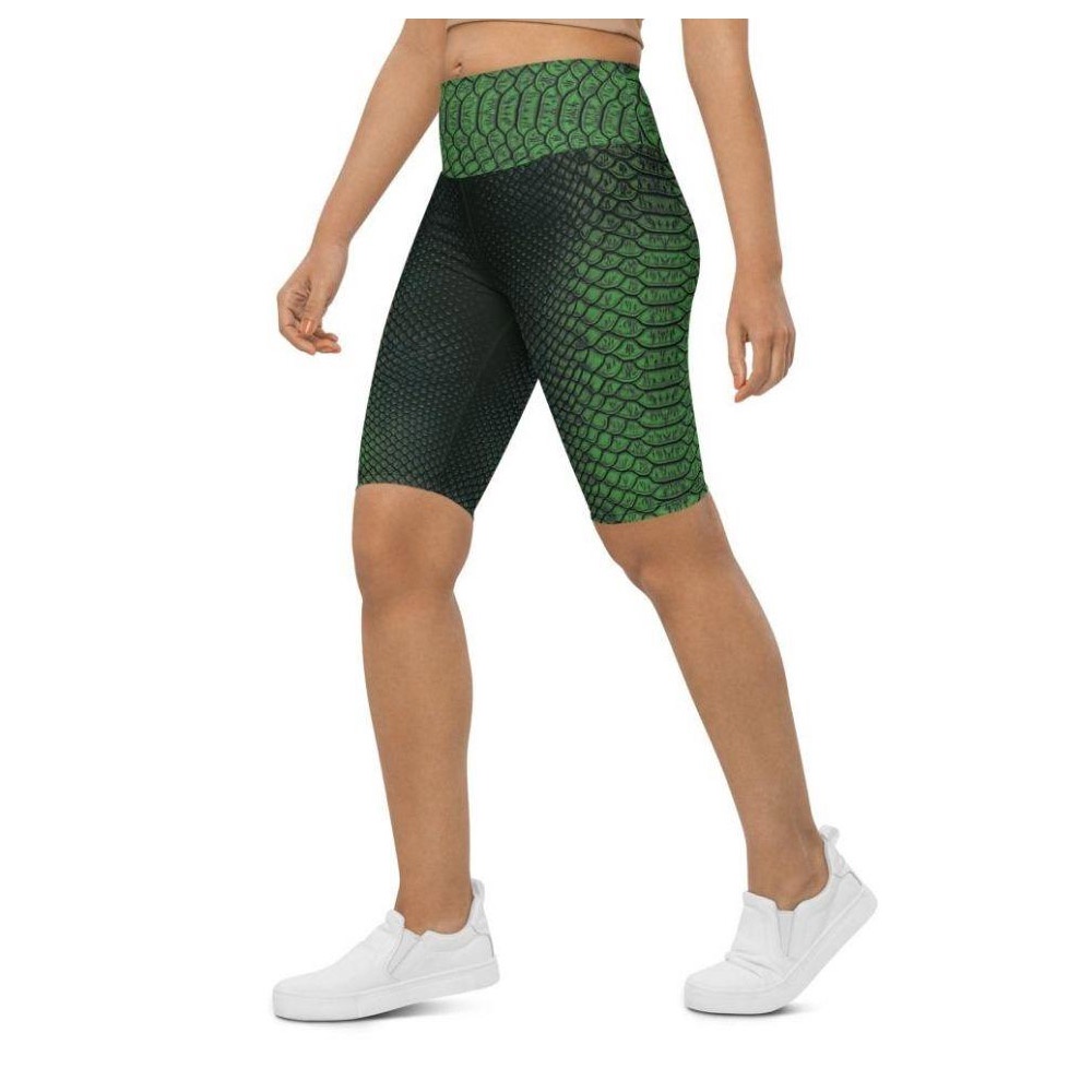 Green Crocodile Pattern Biker Shorts, Biker Shorts For Mom, Shorts Mother’s Day, Mother Day Gift