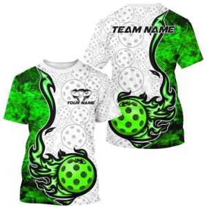 Green Flame Pickleball Ball Custom T-Shirts For&hellip;