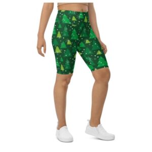 Green Forest Christmas Biker Shorts, Biker Shorts&hellip;