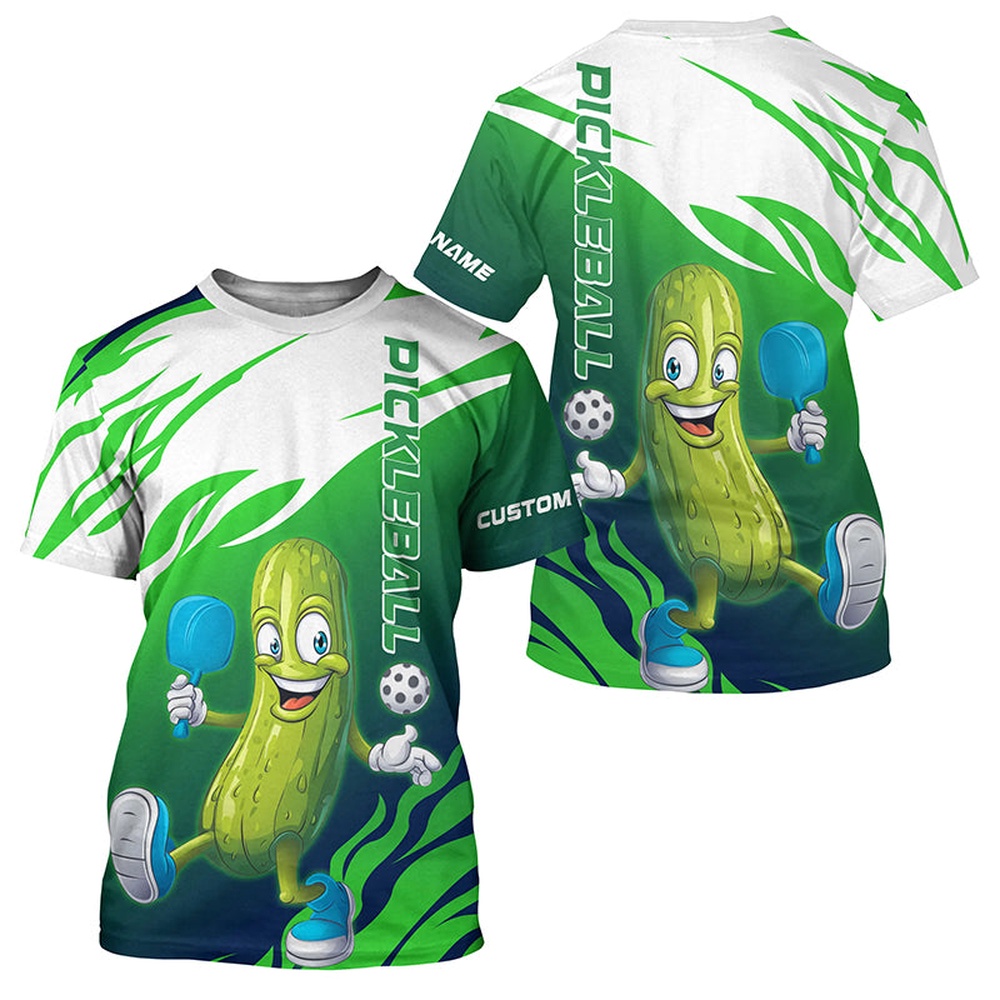 Green Funny Pickle Play Pickleball Custom T-Shirts For Men, Pickle Ball Team Shirts